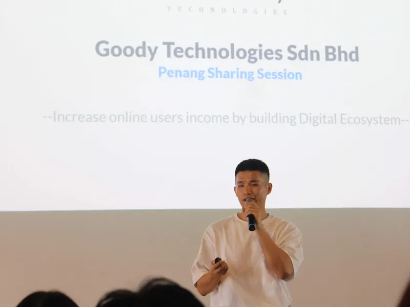 Aaron Lim speaking at the Goody Technologies Penang Sharing Session, 2019